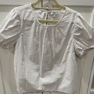 J. Crew Factory White Puff Sleeve Blouse